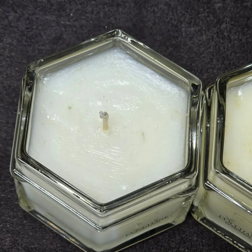 L'Occitane En Provence Scented Candle 3.5 oz Glass Jar Set of 2